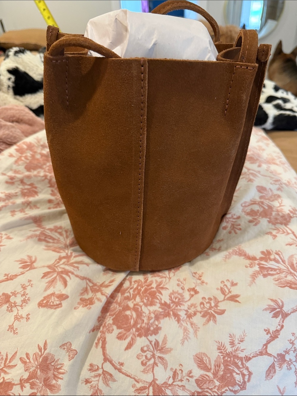 Portland Leather Suede Tote in Chestnut Brown